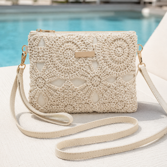 Ivory Crochet Τσάντα